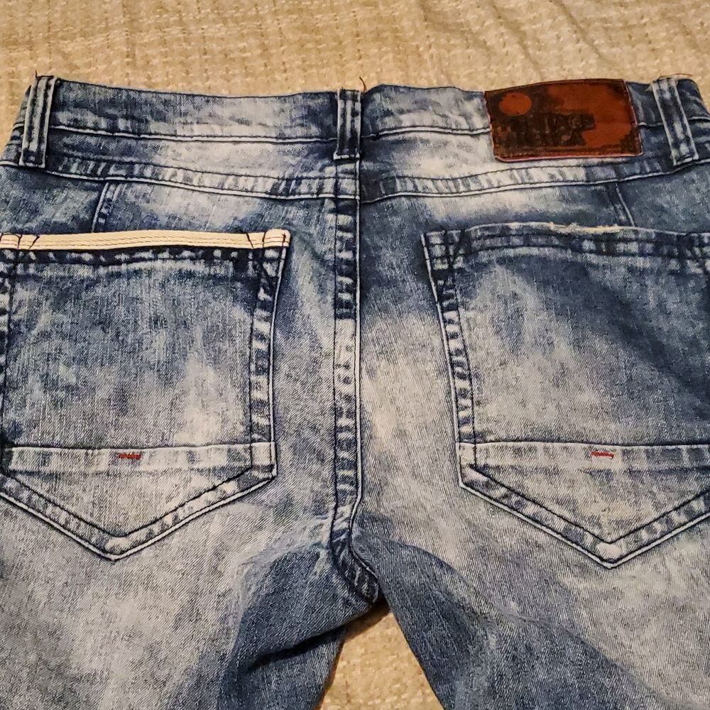 Heritage America Denim Distillery Distressed Men's Jeans Blue 36x33 - Picture 9 of 10